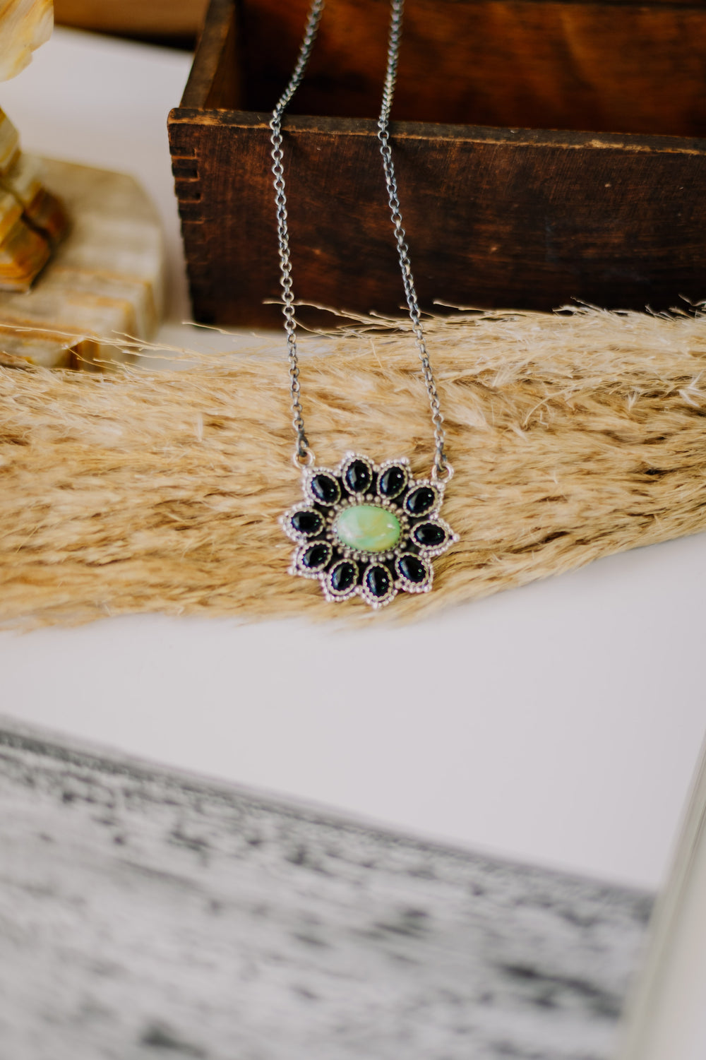 Green Goddess Flower Cluster Necklace