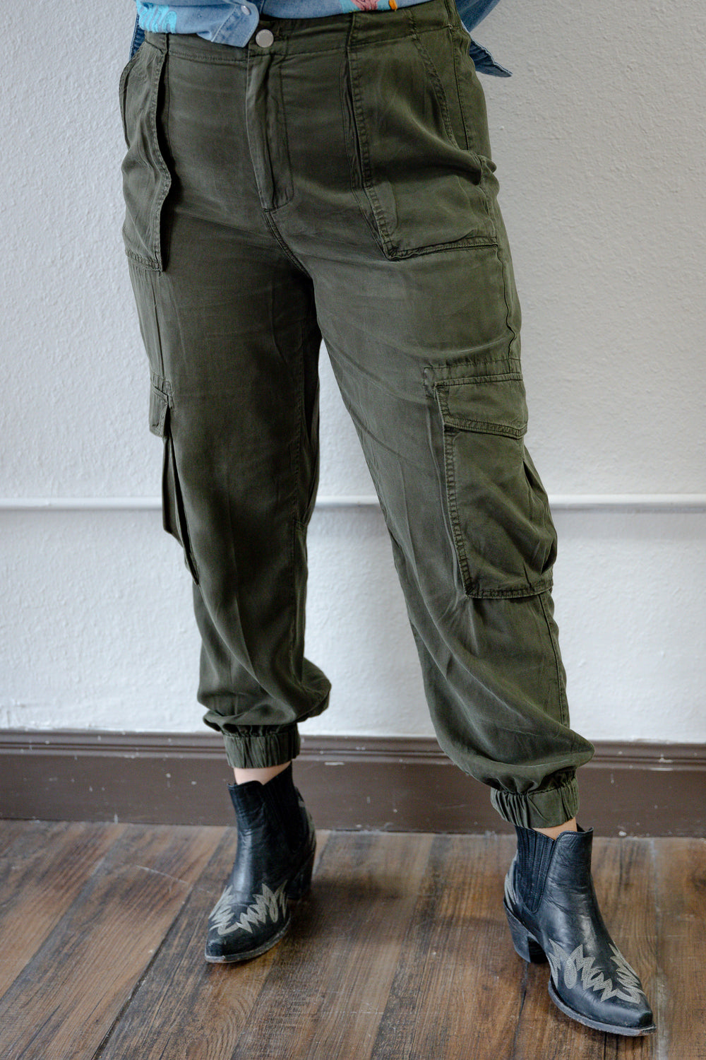Olive High Rise Ankle Joggers