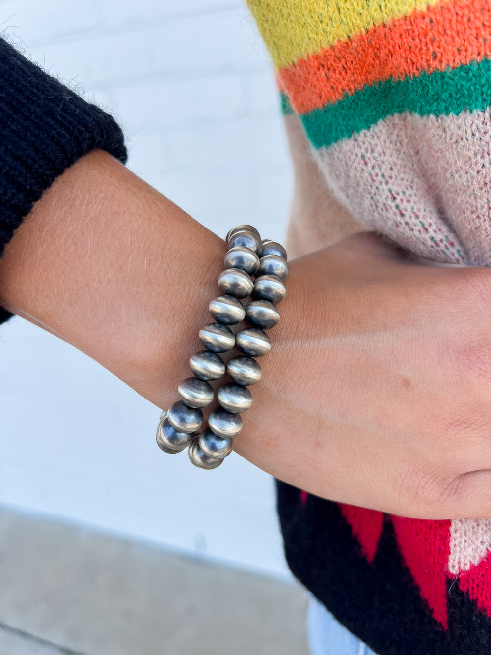 10mm Saucer Navajo Pearl Stretch Bracelets