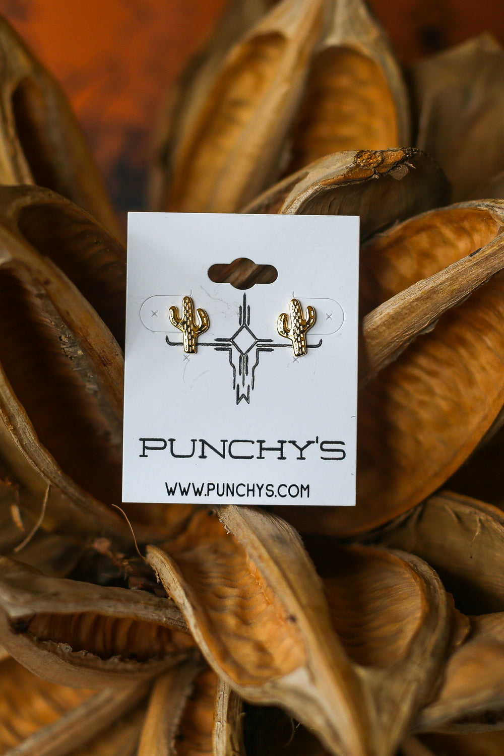 18K Gold Dipped Cactus Stud