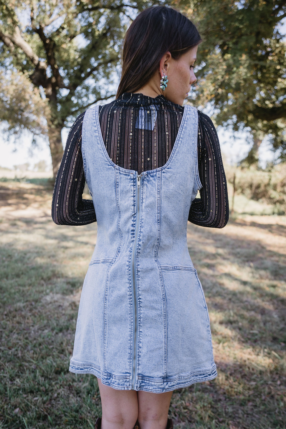 Denim Western Buckle Overall Dress