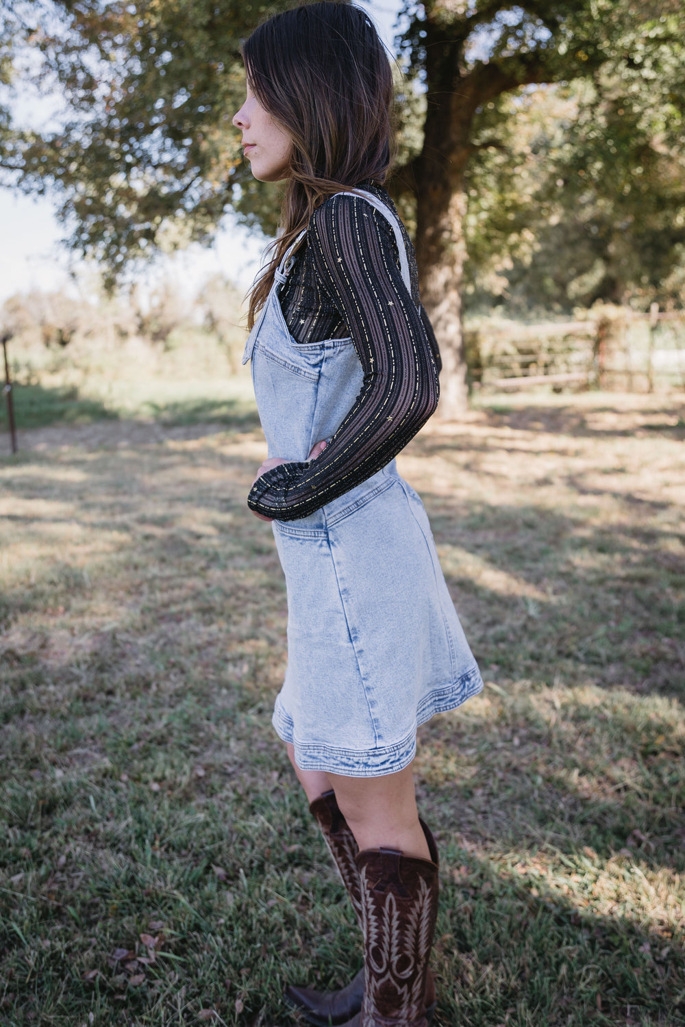 Denim Western Buckle Overall Dress