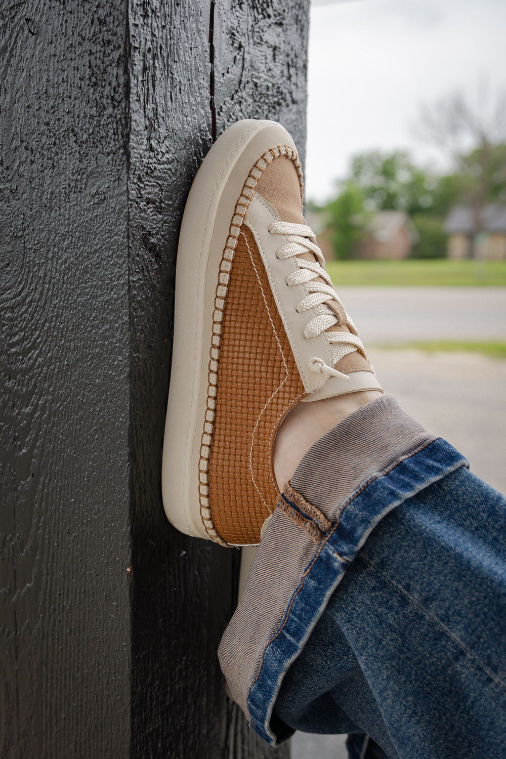 Zolen Brown Woven Sneakers