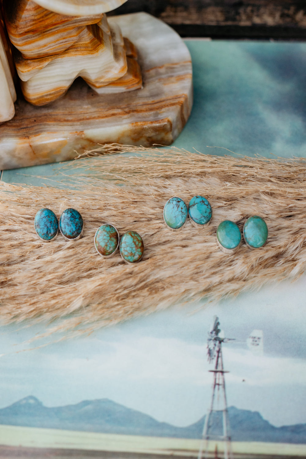 Smooth Oval Turquoise Stud Earrings