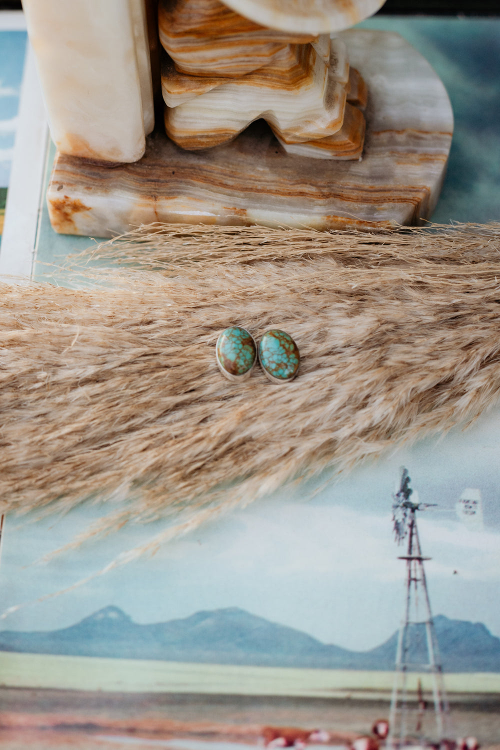 Smooth Oval Turquoise Stud Earrings