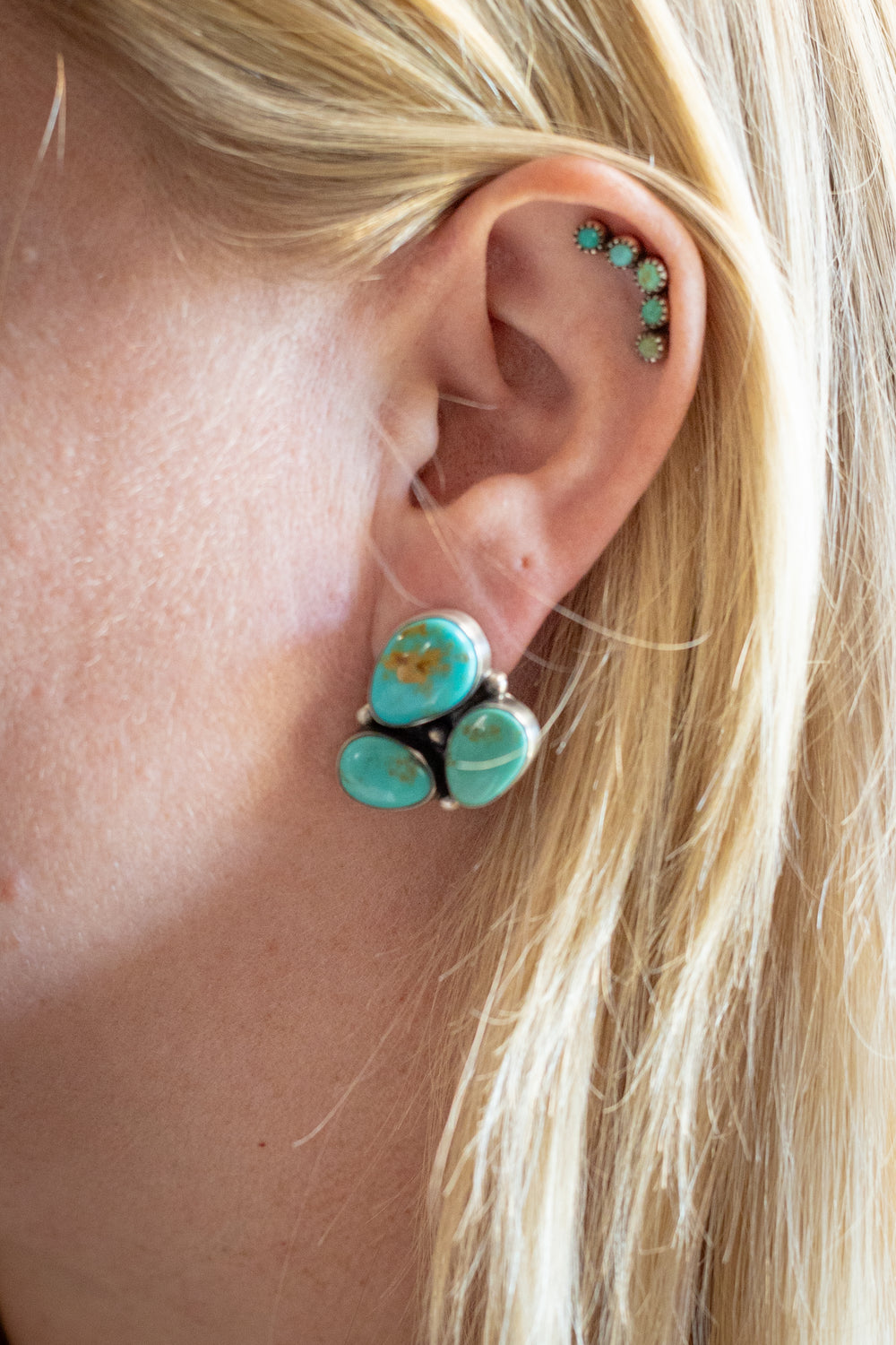 Turquoise Trio Cluster Earrings