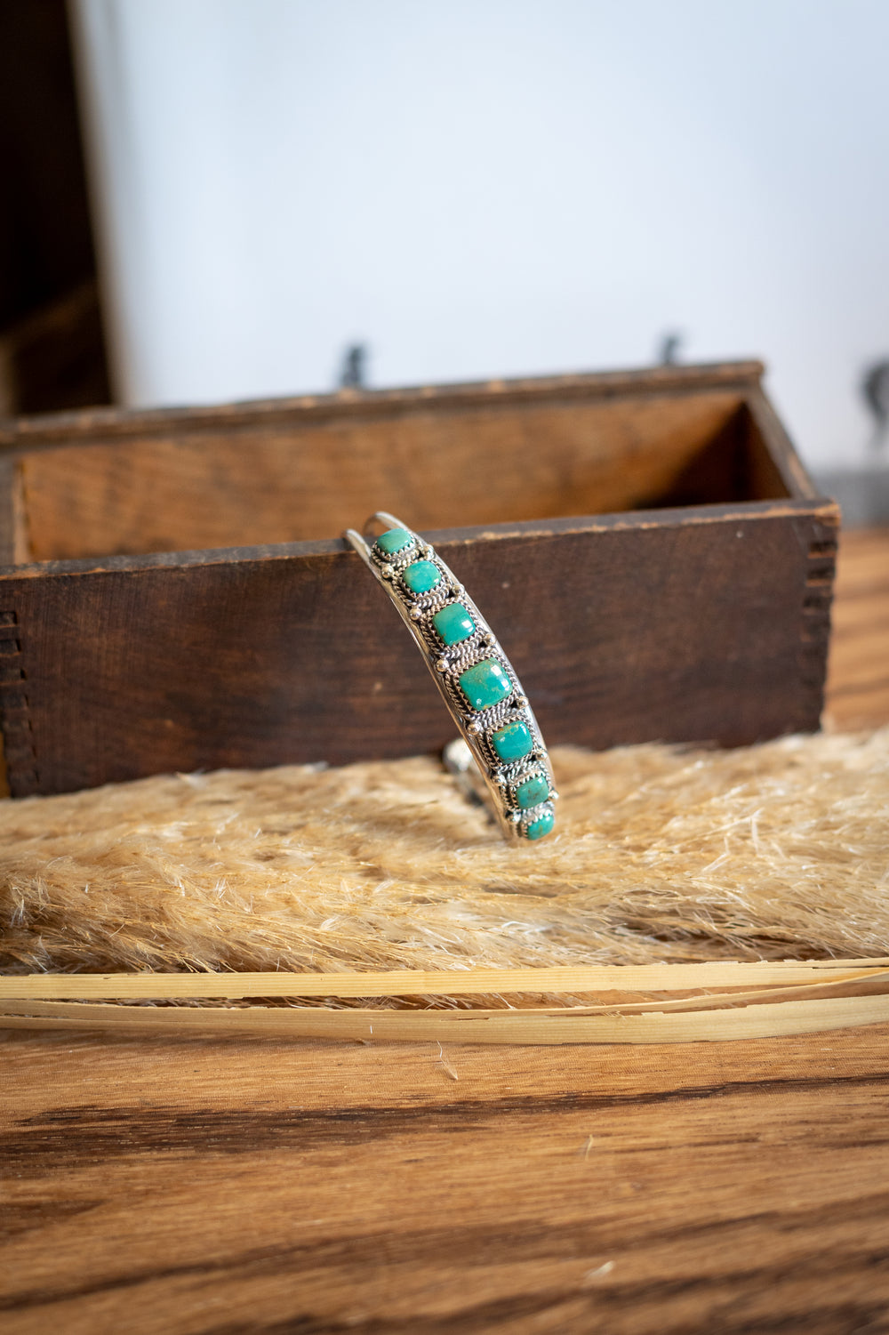 Green Turquoise Square Lucky Seven Cuff