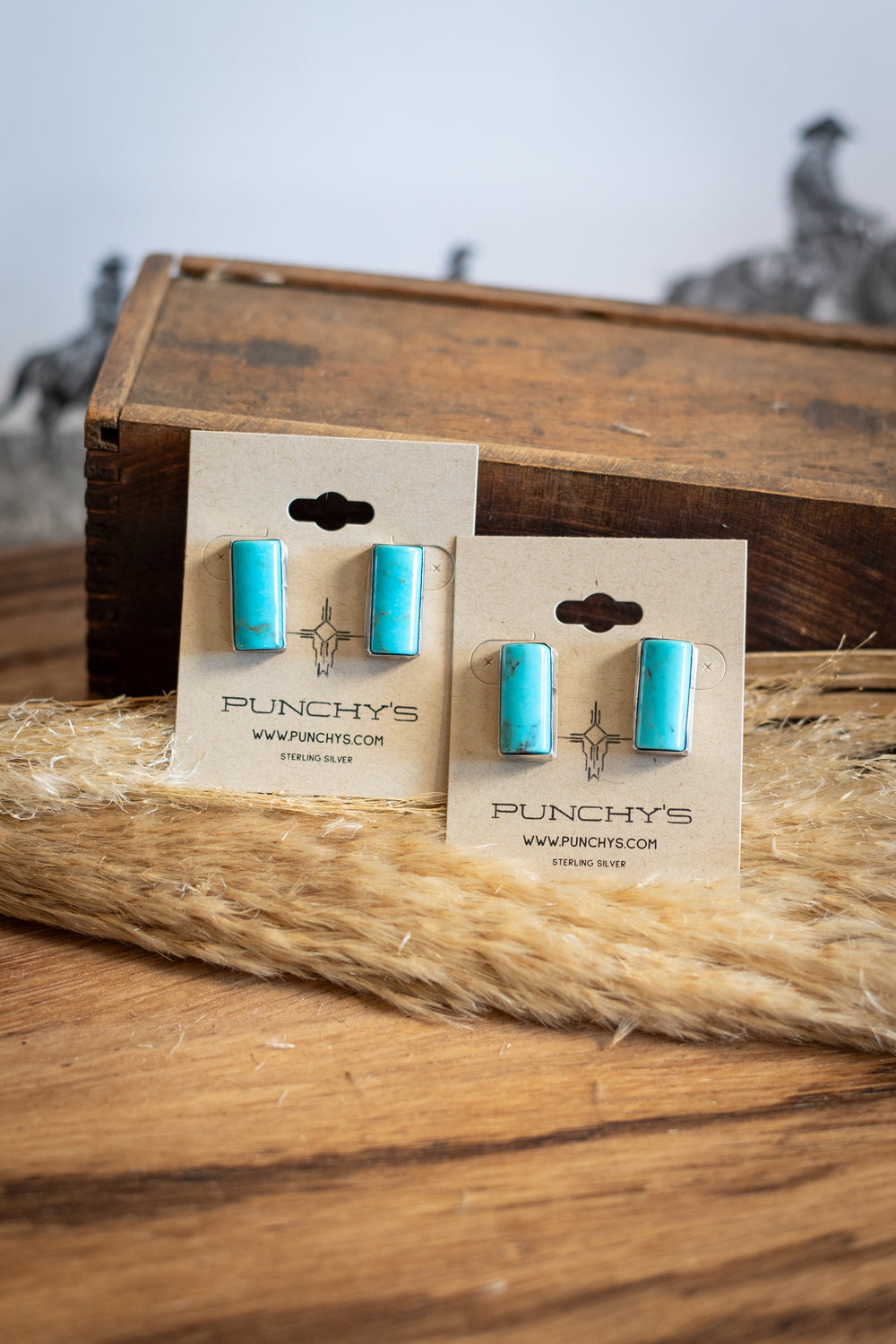 Kingman Turquoise Smooth Rectangle Earrings