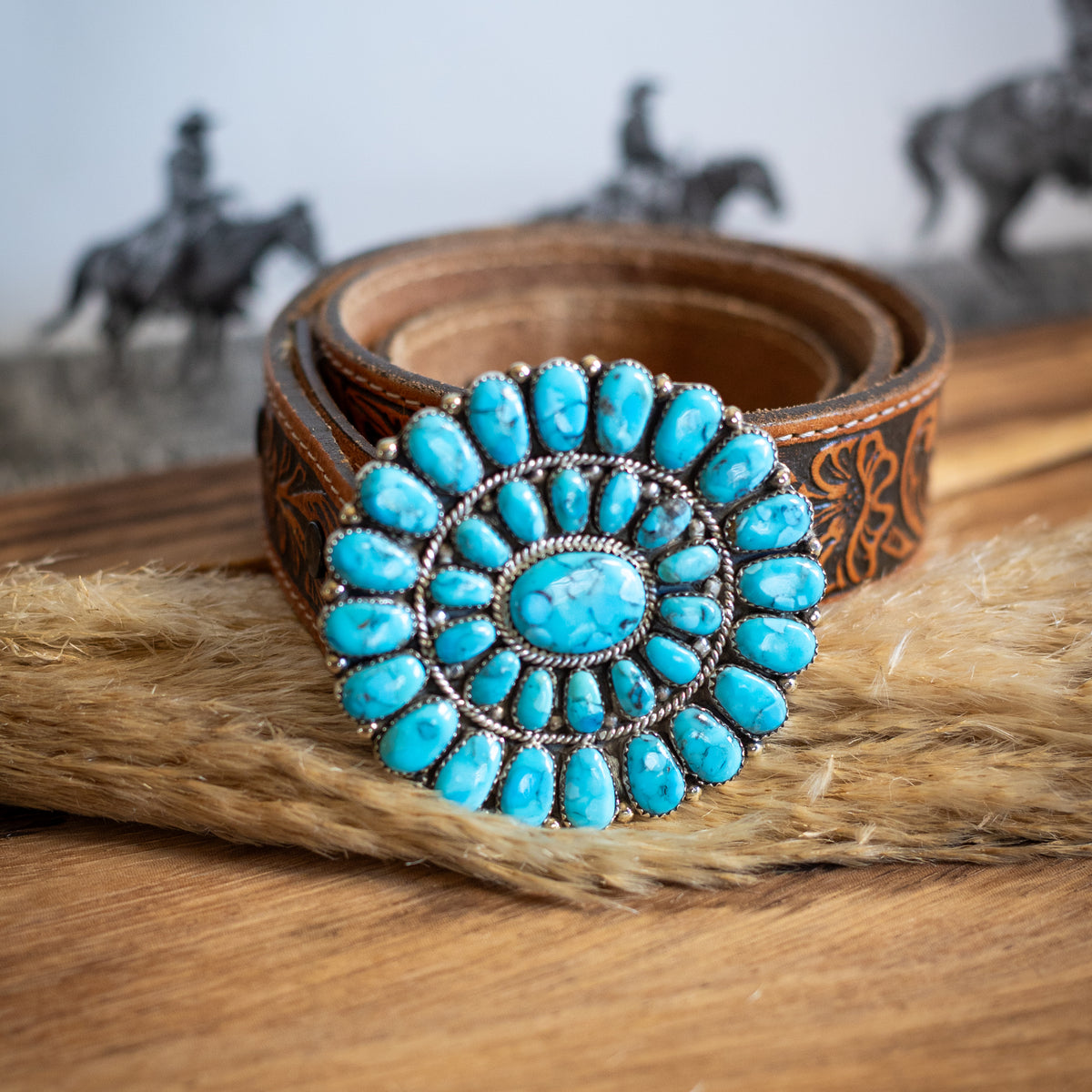 Oval Cluster Turquoise Belt Buckle — PUNCHY