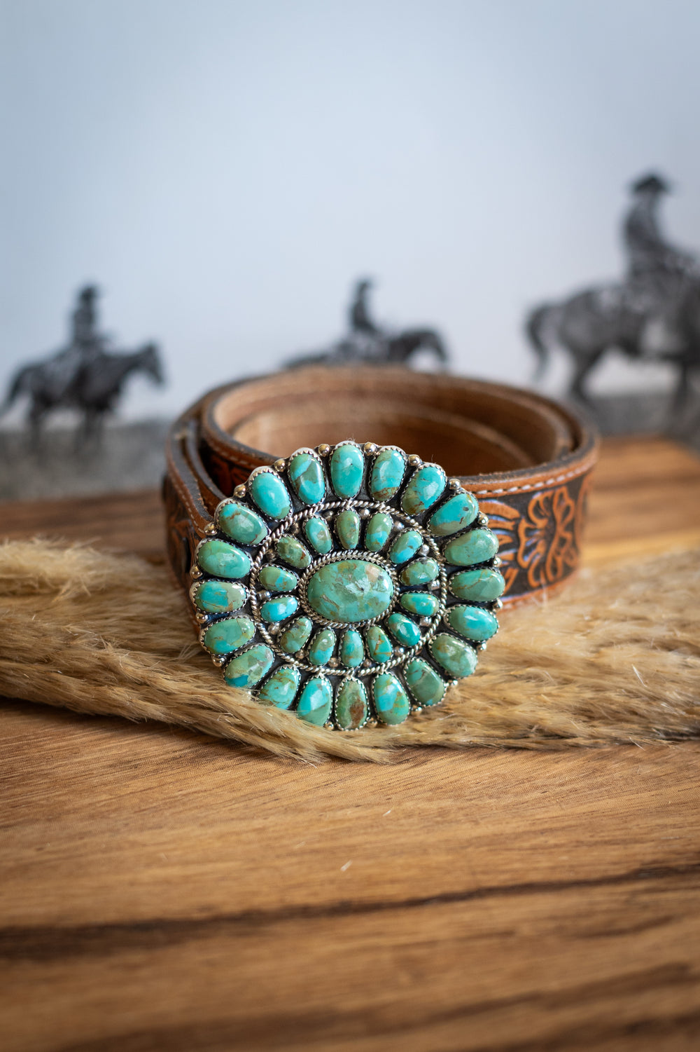 Oval Cluster Turquoise Belt Buckle