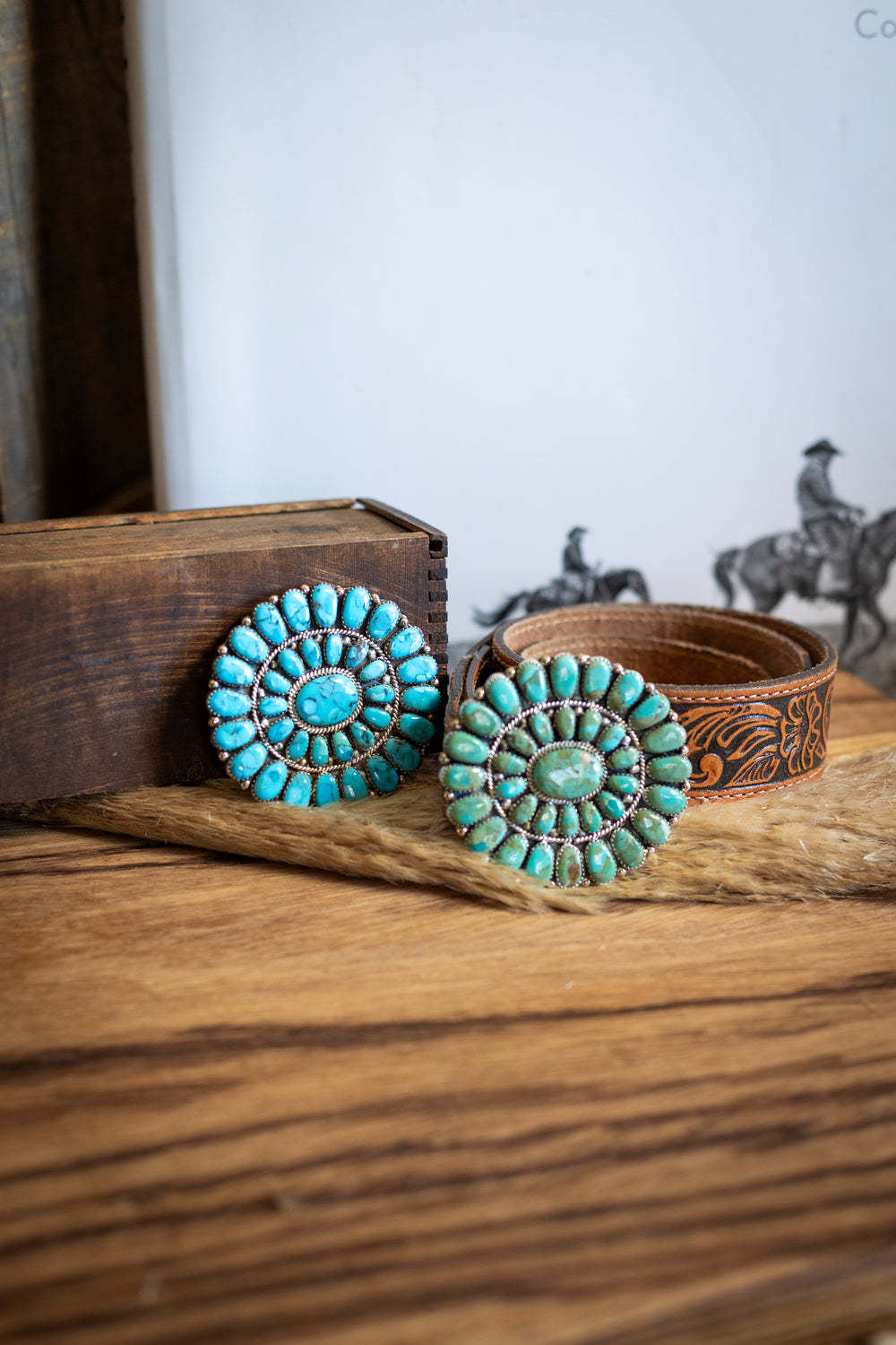 Oval Cluster Turquoise Belt Buckle
