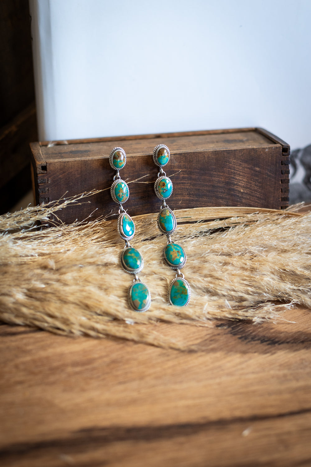 Turquoise Five Stone Drop Earrings