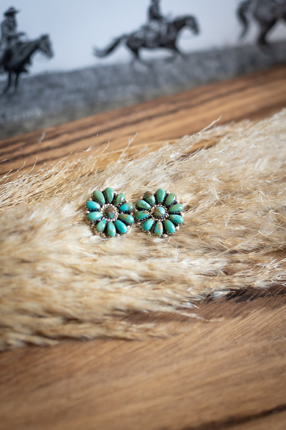 Mixed Turquoise Round Cluster Studs