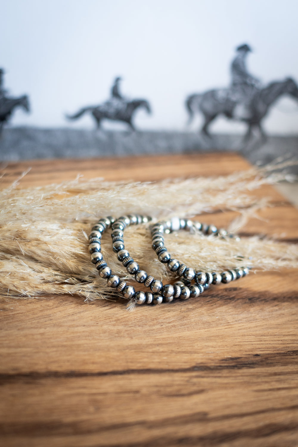 Navajo Pearls and Corrugated Saucer Stretch Bracelets