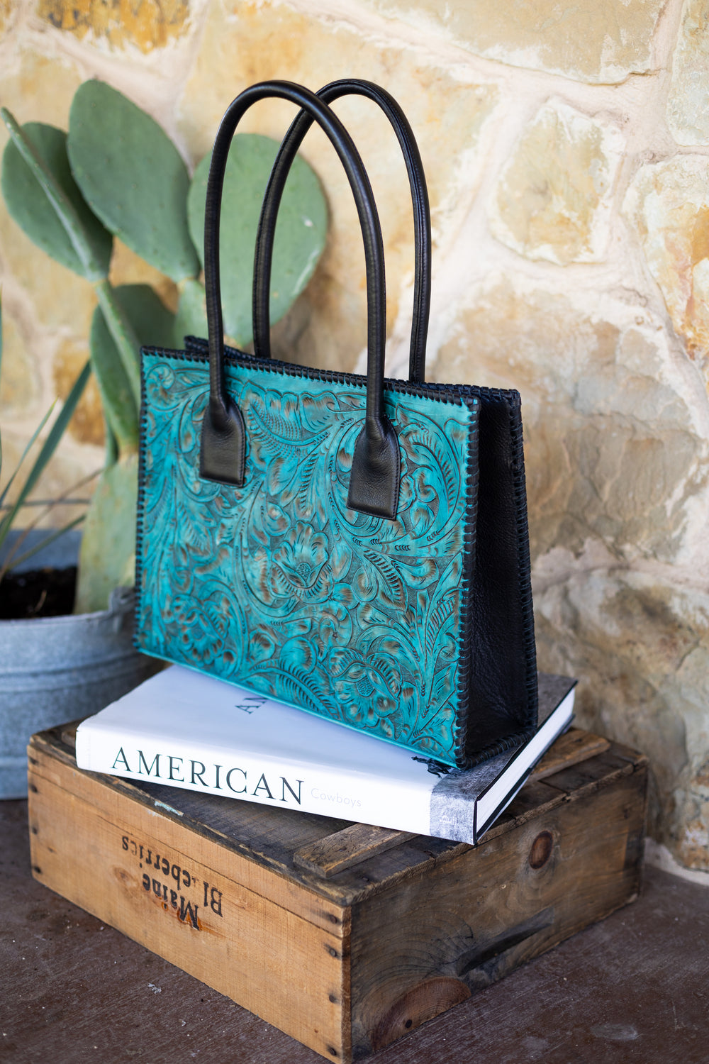 Tooled Turquoise Classic Tote