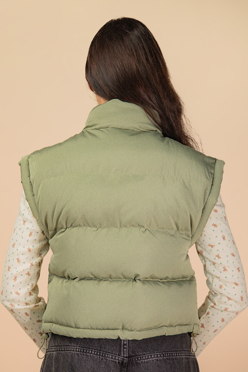 Sage Capped Sleeve Puffer Vest