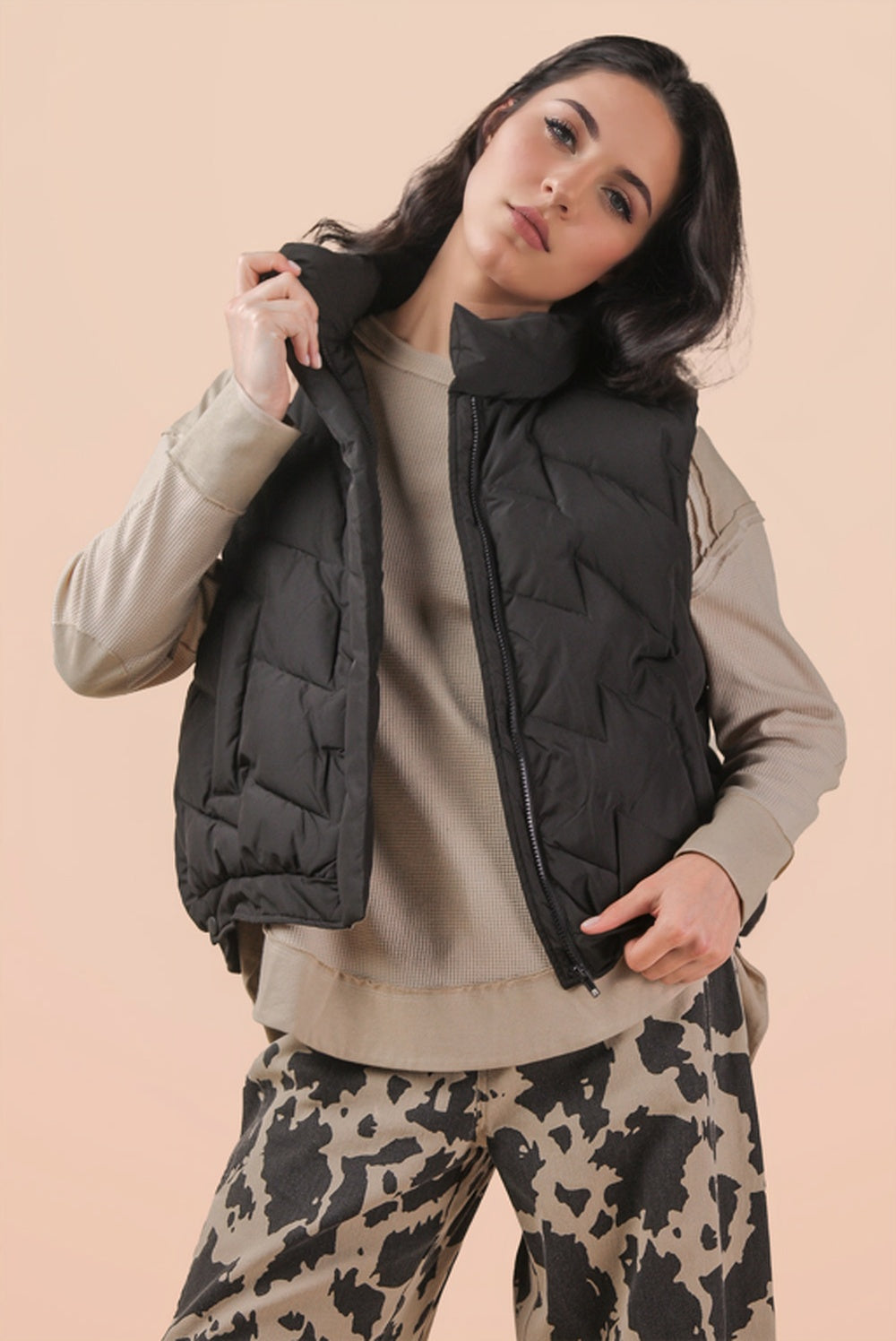 Janice Black Puffer Vest