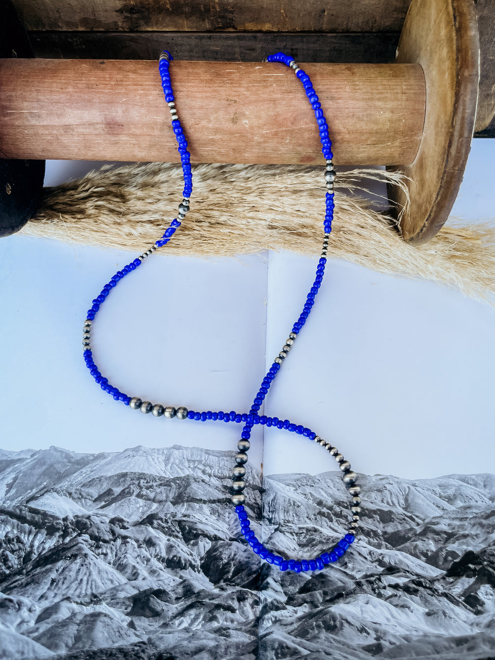 30 inch Blue Lapis and Navajo Pearl Necklace