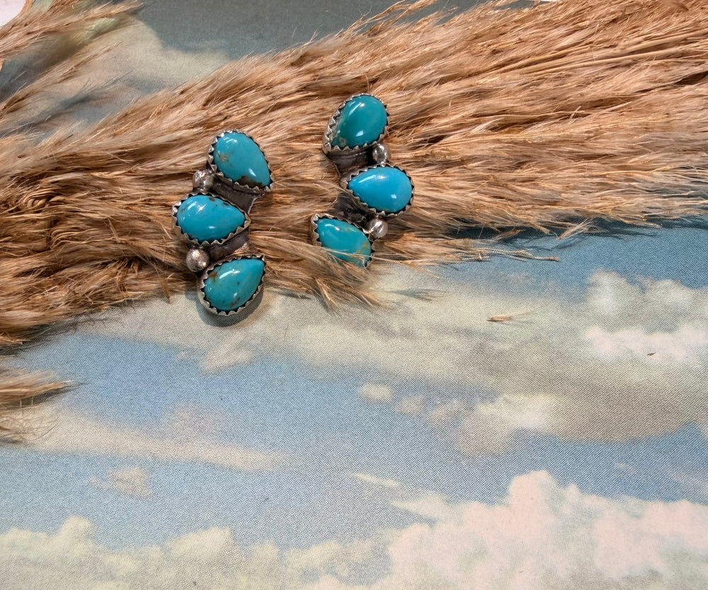3 Stone Tyla Turquoise Earrings