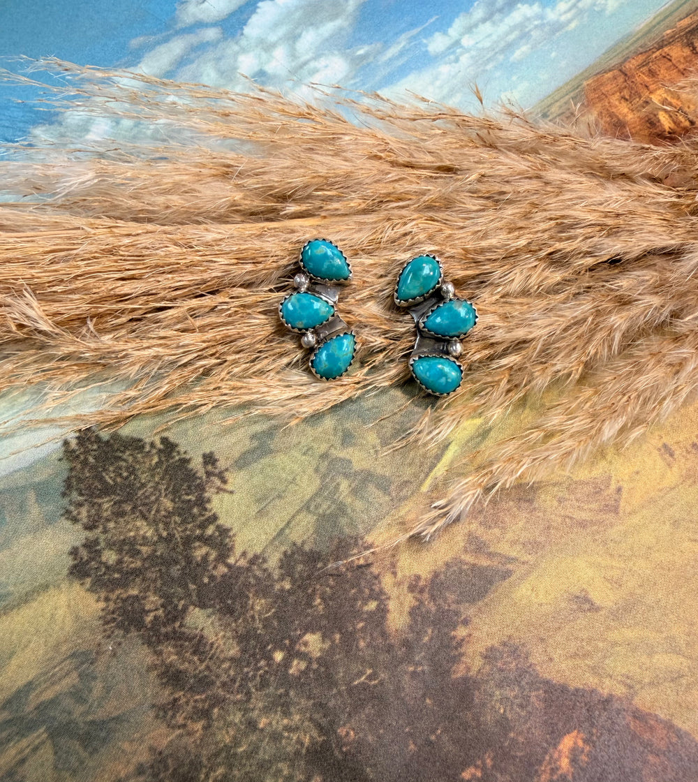 3 Stone Tyla Turquoise Earrings