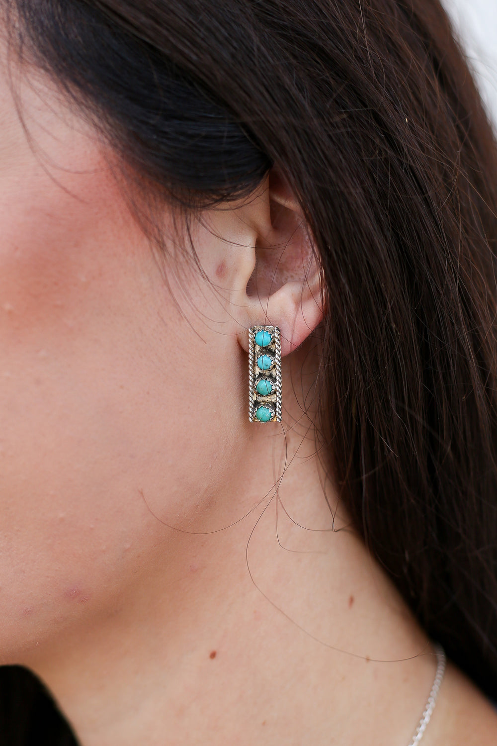 4 Stone Turquoise Linear Earring