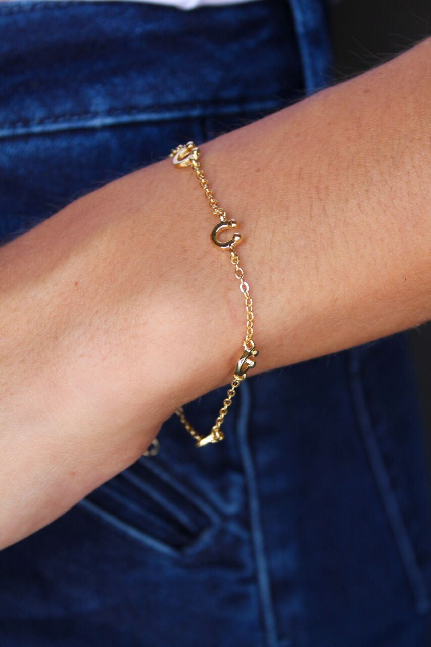 18K Gold Plated Horseshoe Charm Bracelet