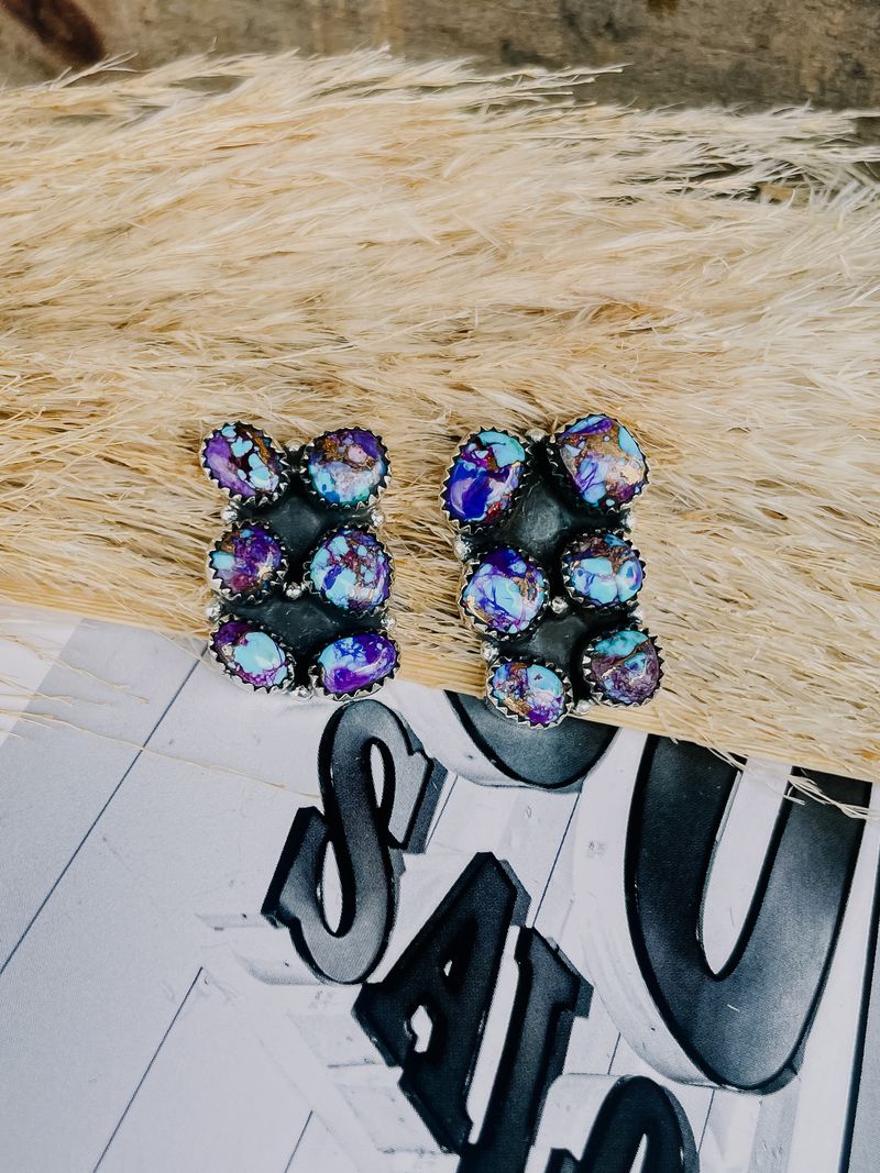 Purple Mojave Six Stone Earrings