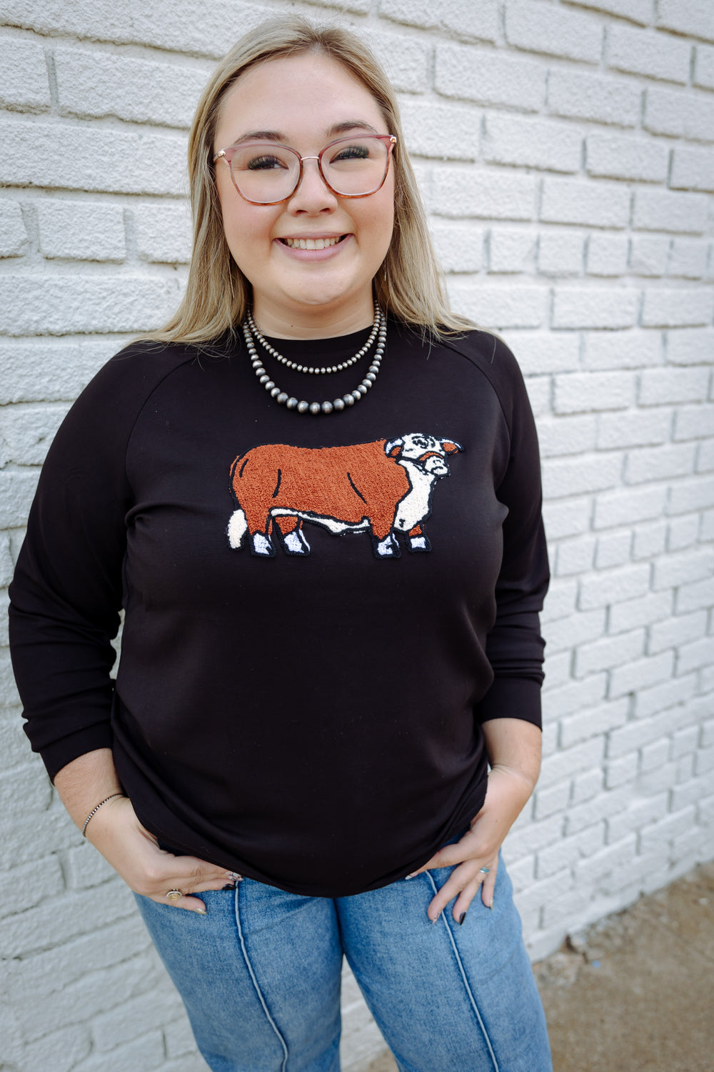 Black Hereford Patch Sweater