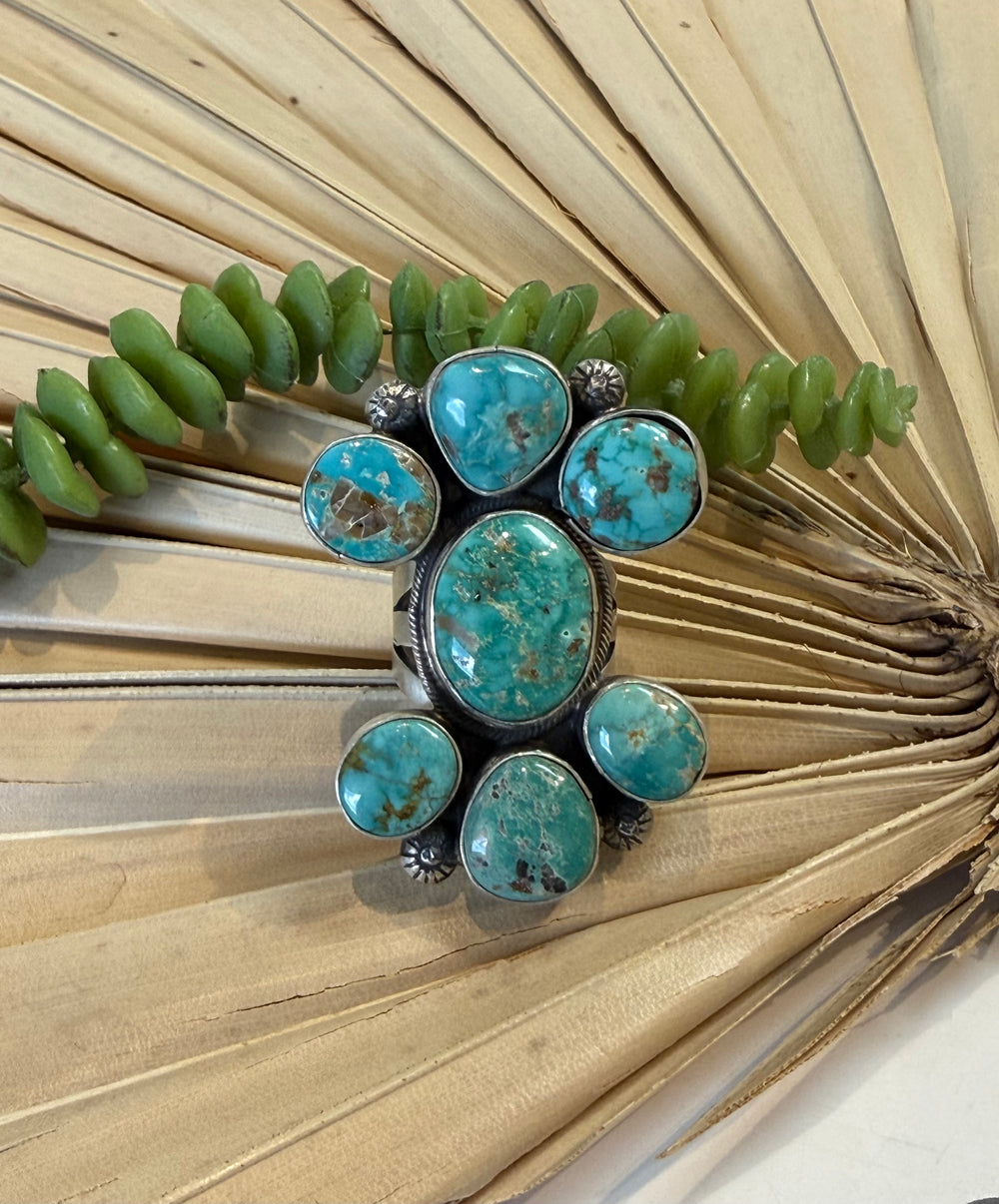 7 Stone Fox Turquoise Ring 1.0