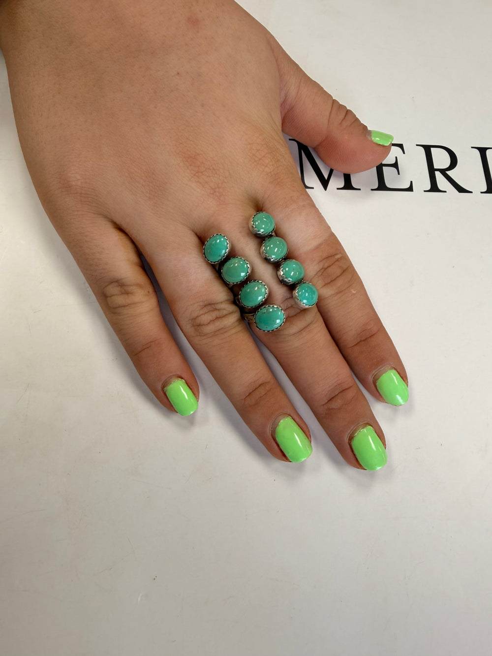 8 Stone Turquoise Adjustable Ring