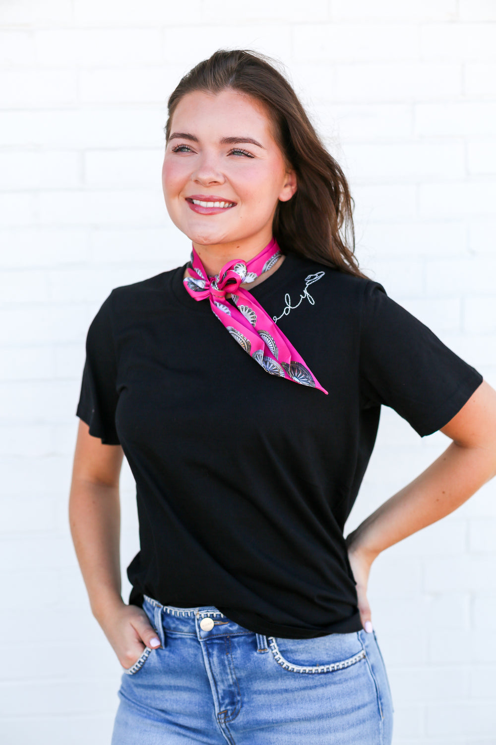 Black Howdy Hat Embroidery Shirt
