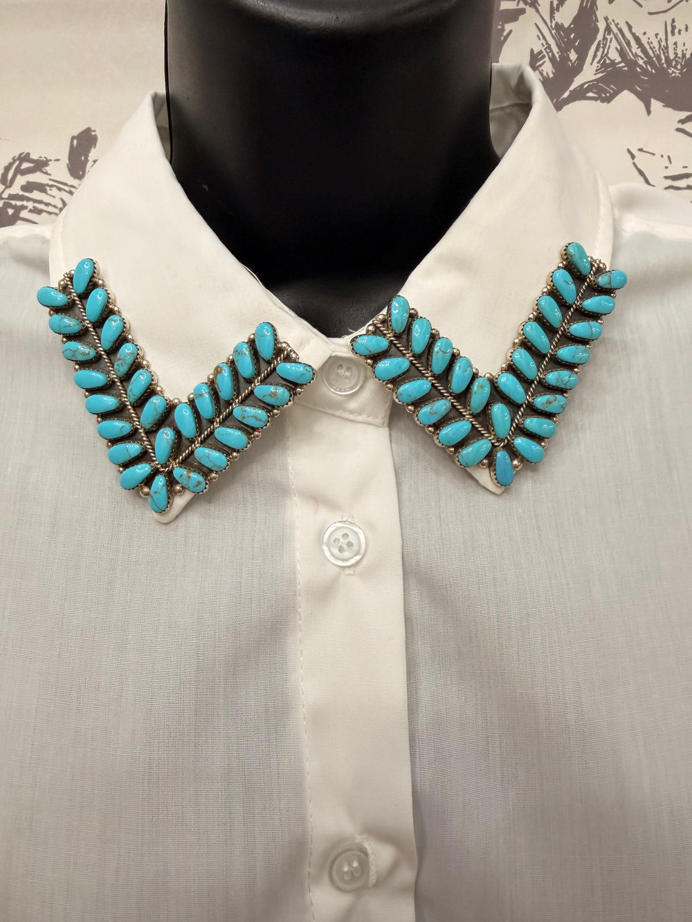 AS Kingman Turquoise Collar Pins