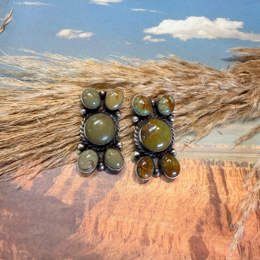 Ada Green 5 Stone Earrings