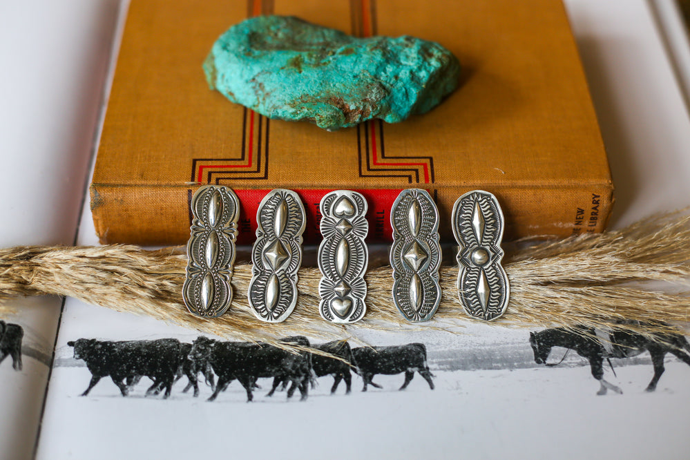 Adjustable Silver Trio Stamped Silver Ring