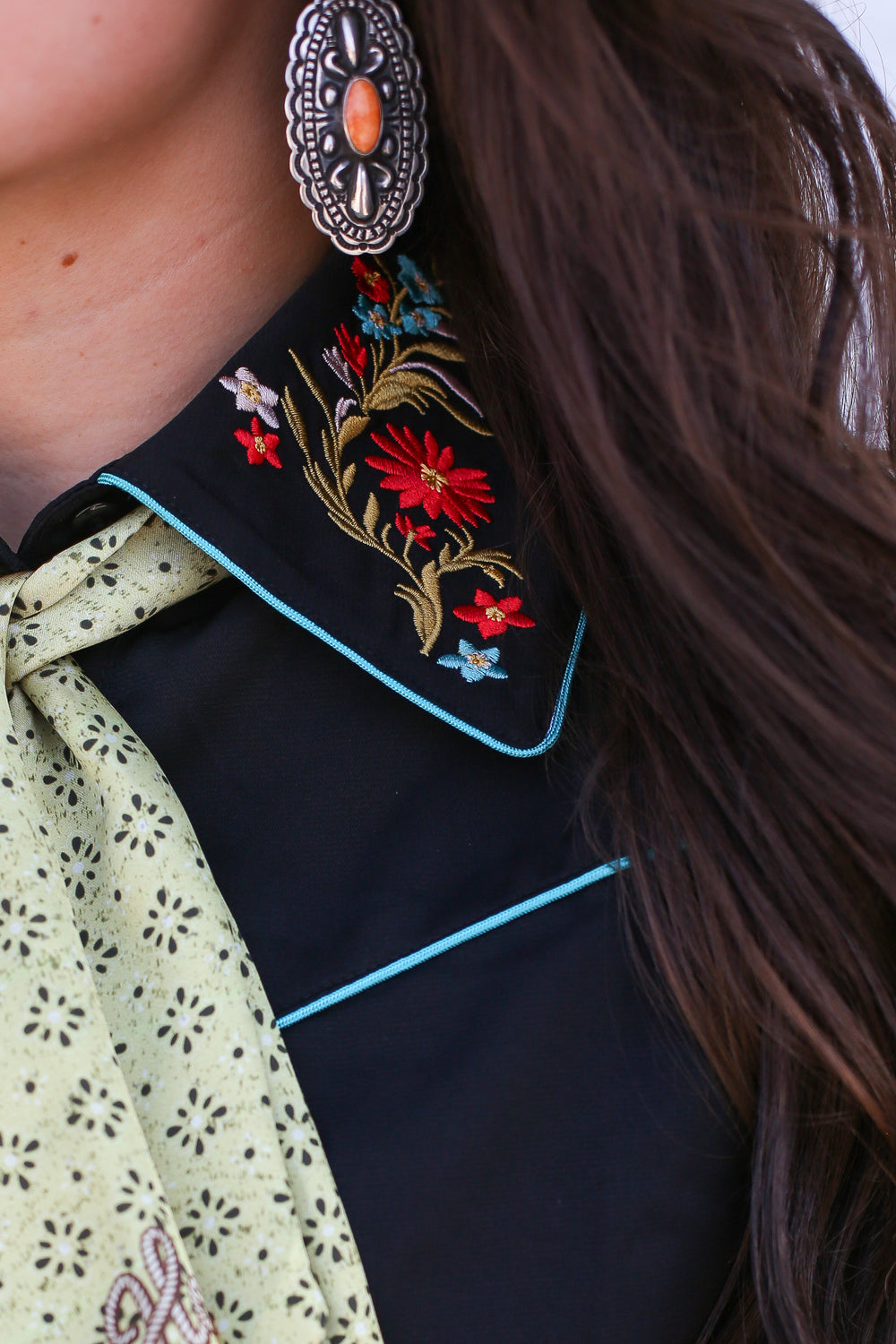 Anne's Black Floral Embroidered Blouse
