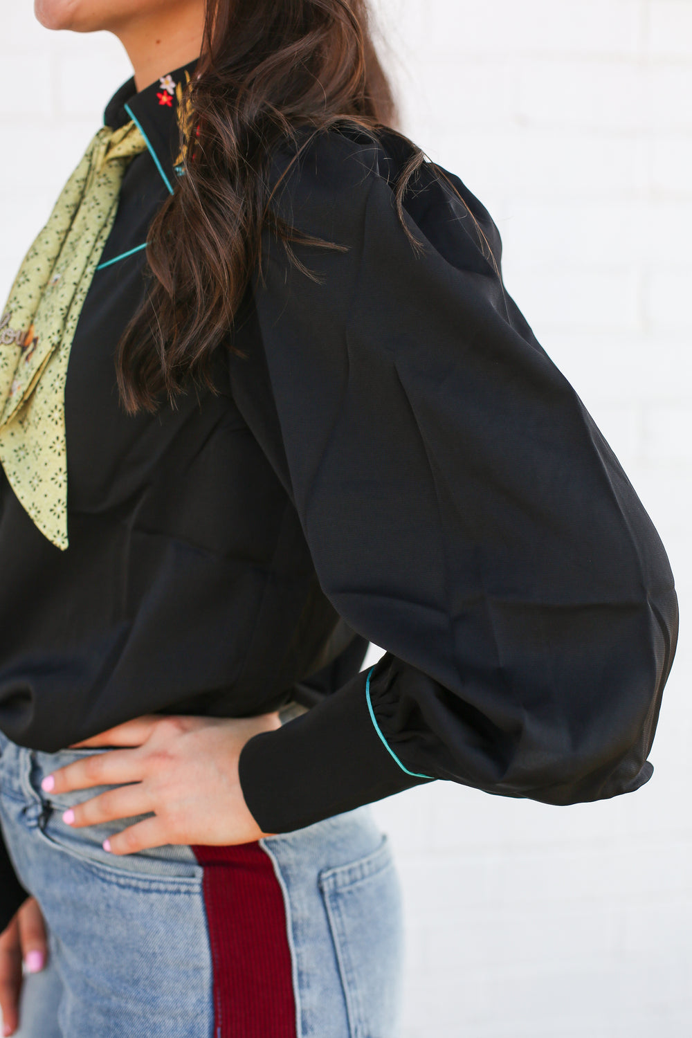 Anne's Black Floral Embroidered Blouse