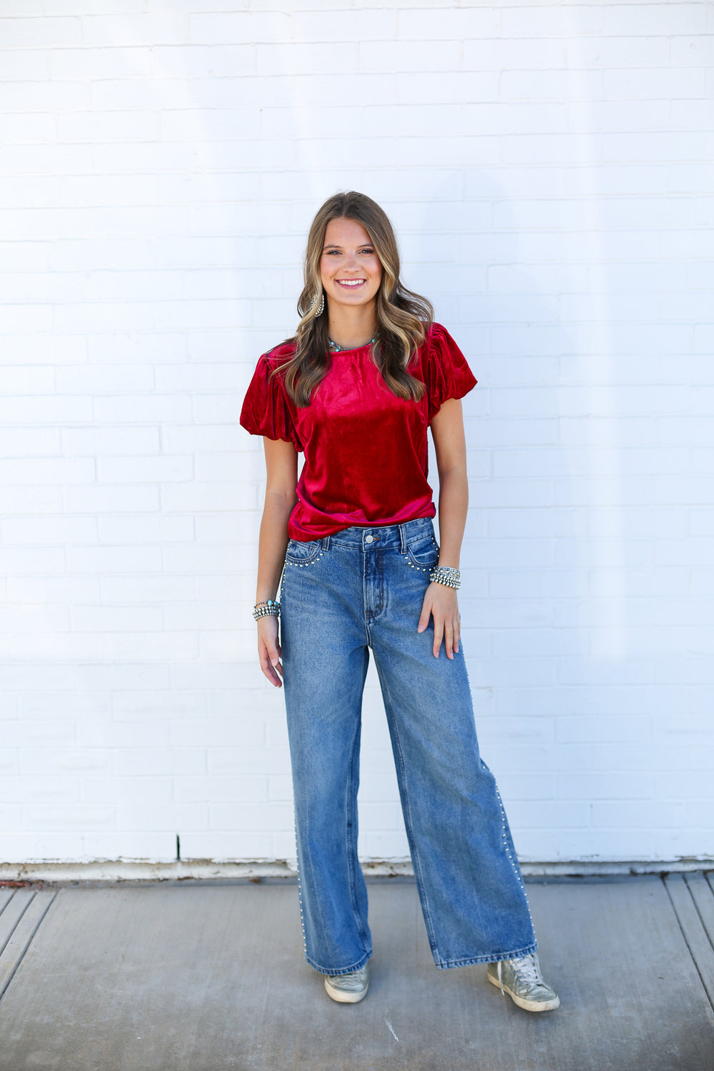 Apple Blush Vanessia Ruffle Sleeve Blouse