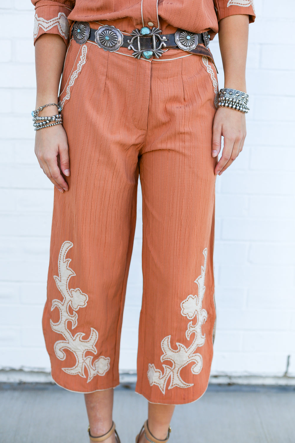 Apricot Frontier Boot Stitched Pants
