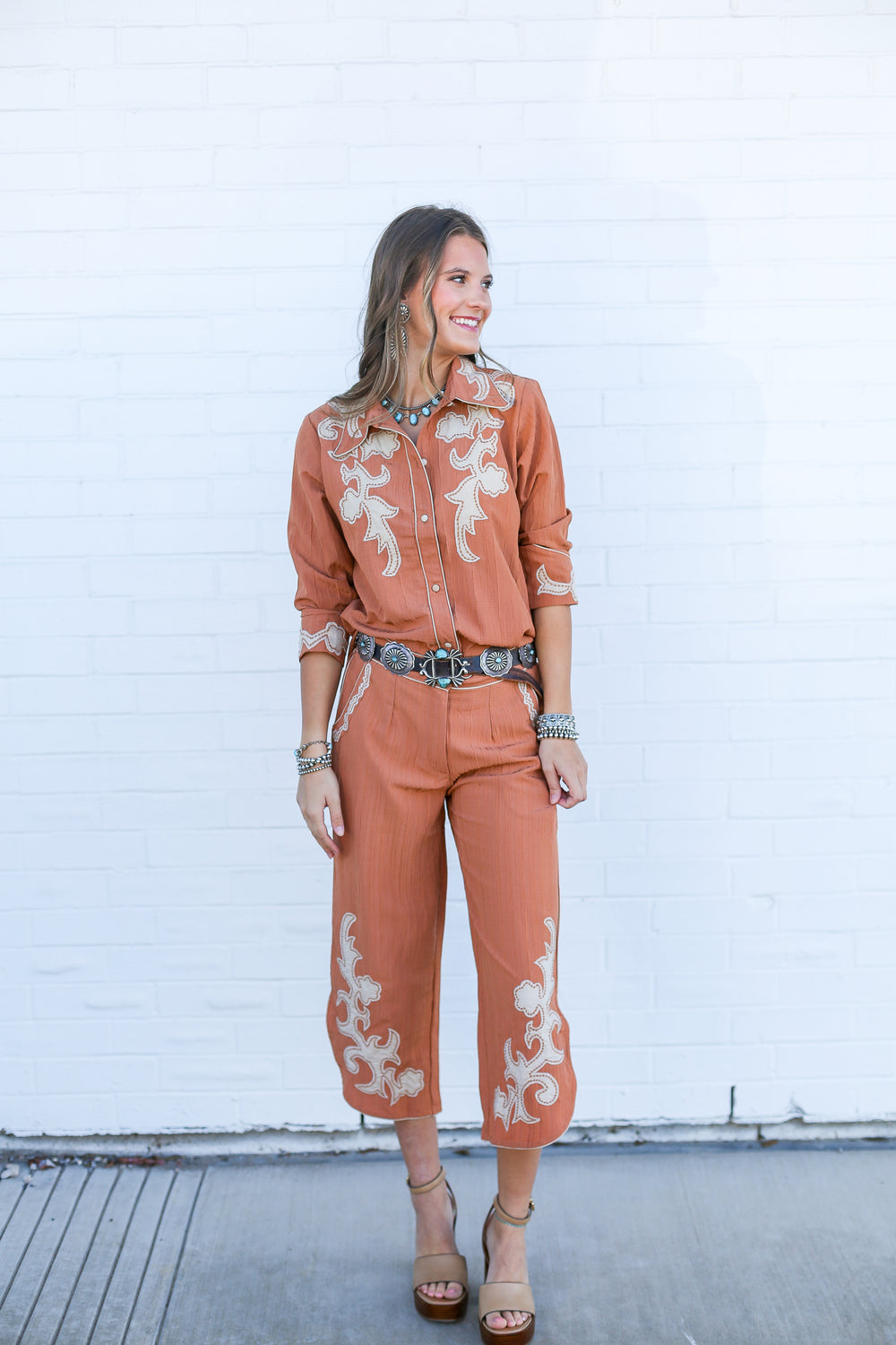 Apricot Frontier Boot Stitched Pants