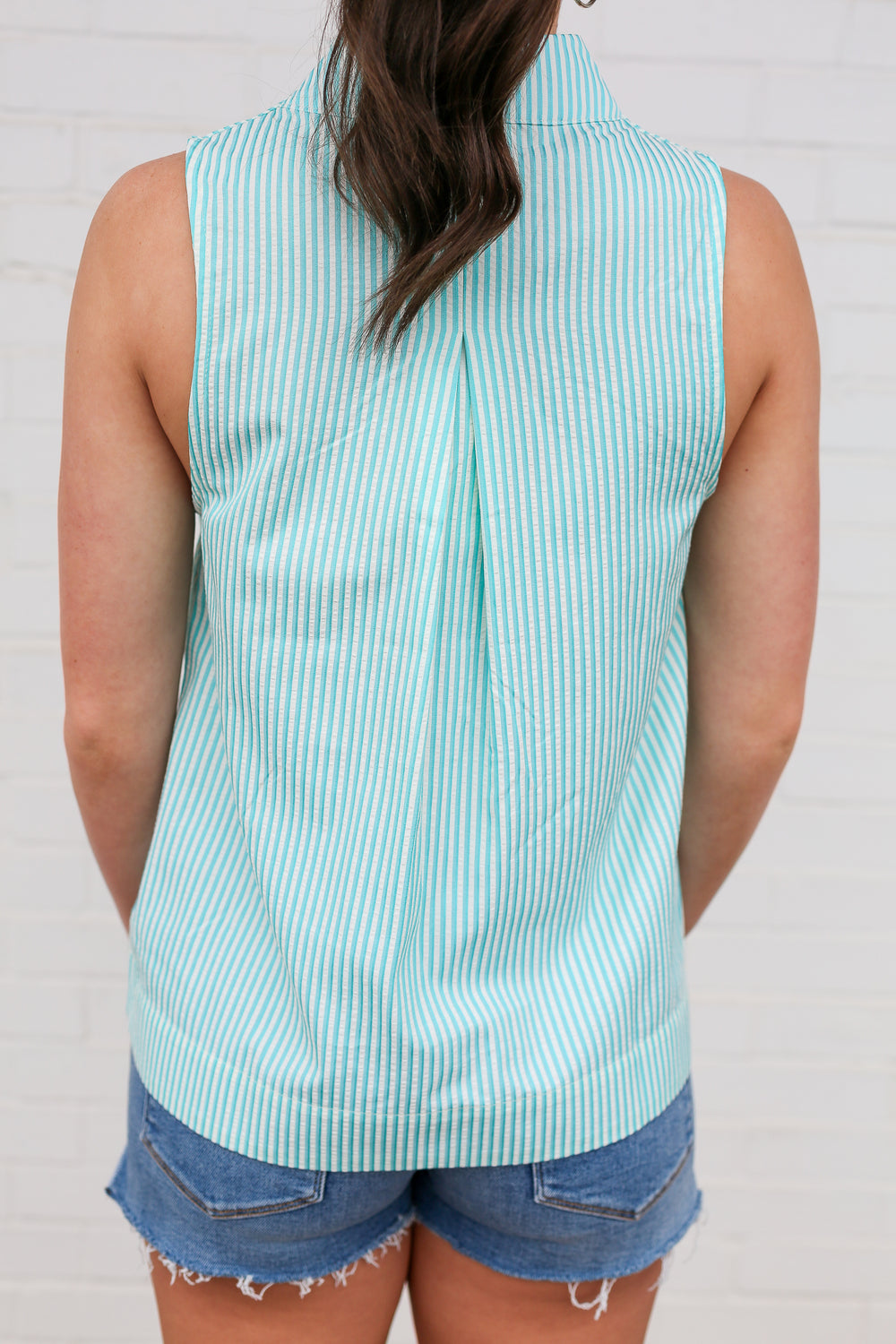 Aqua Pinstripe Blouse