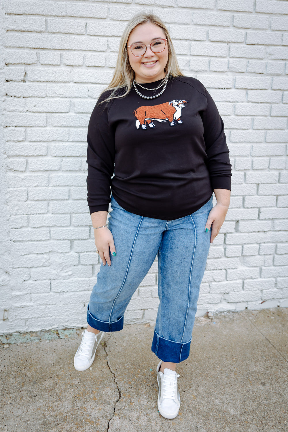 Black Hereford Patch Sweater