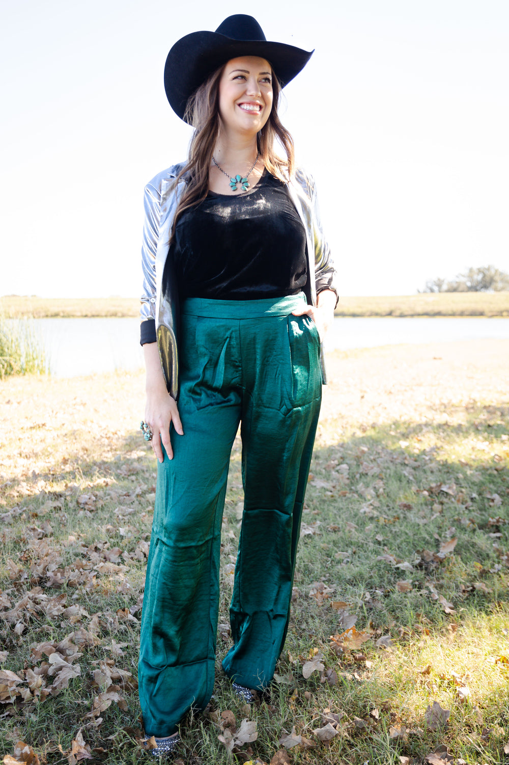 Green Silky Pants