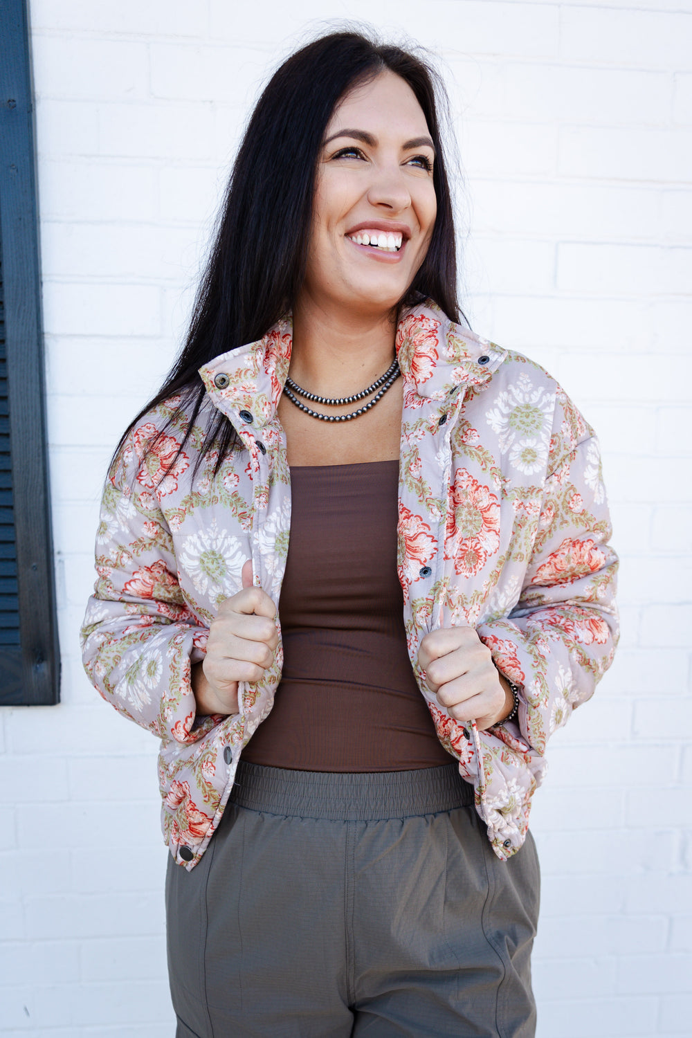 Beige Multi Puffer Jacket