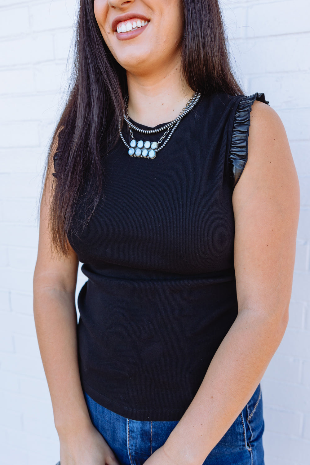 Black Bridget Ruffle Top