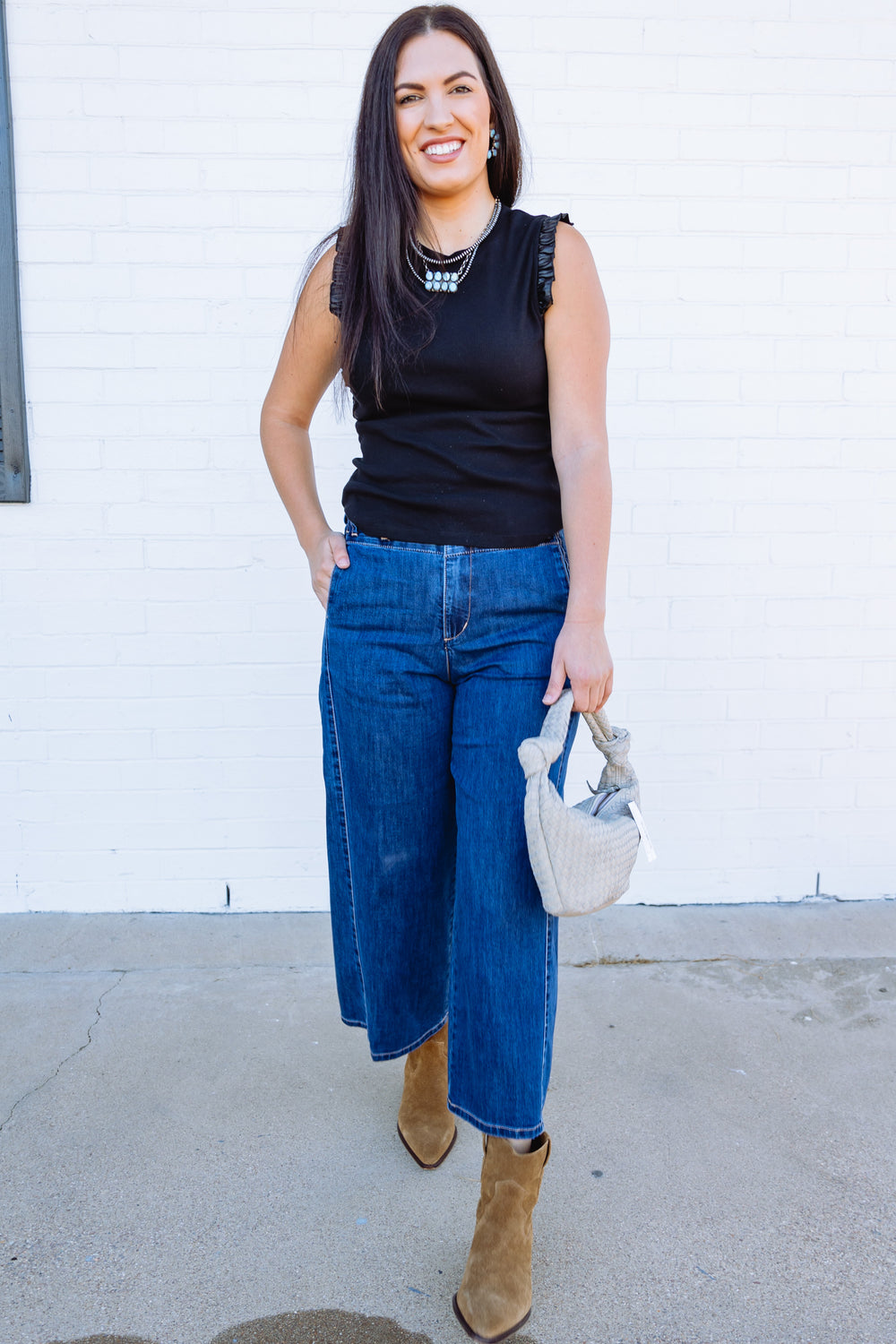 Black Bridget Ruffle Top