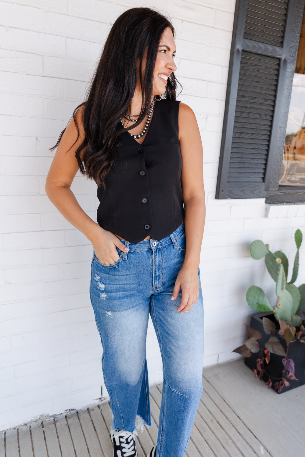 Black Button Up Vest