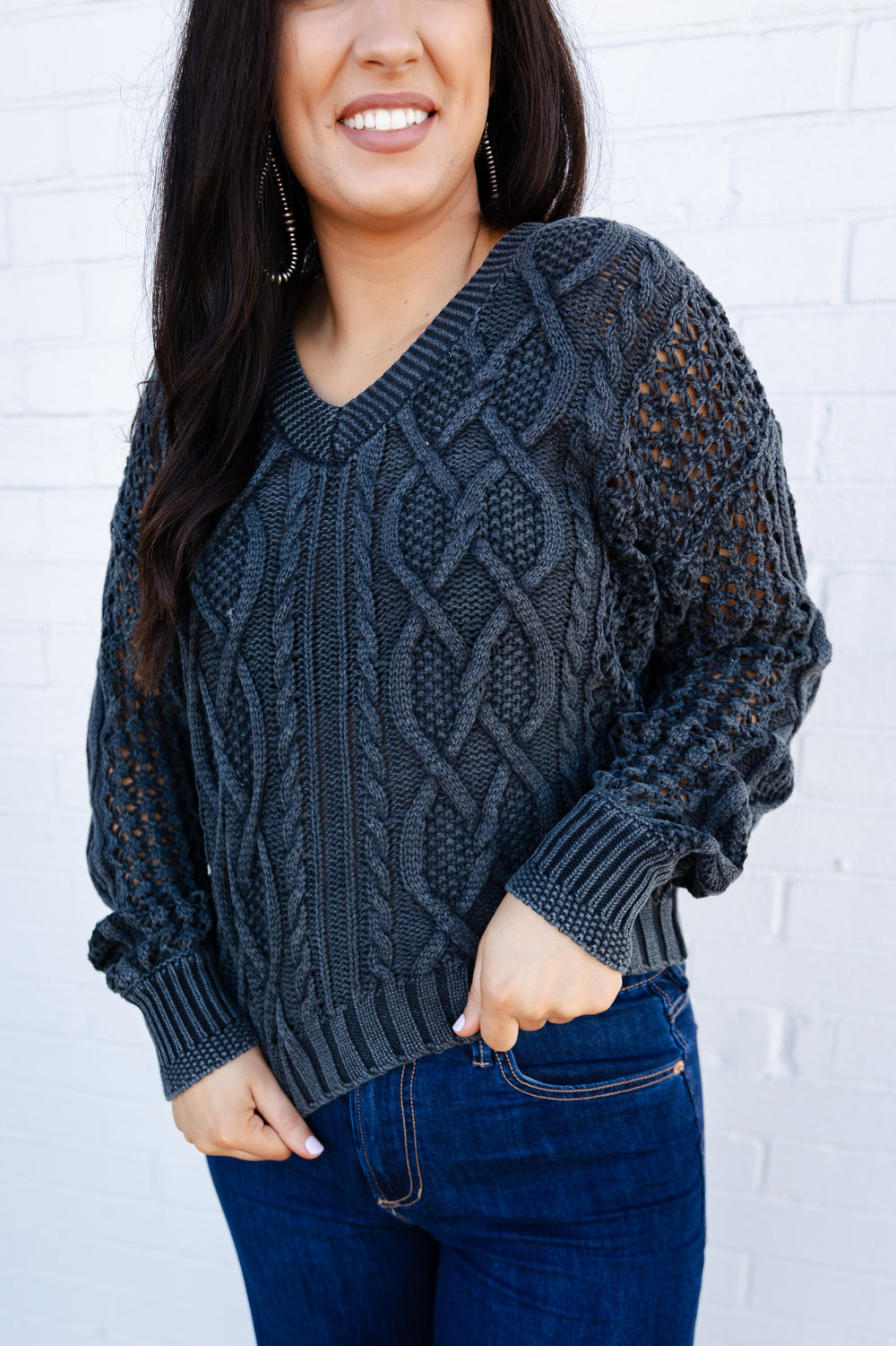 Black Cable Knit Sweater