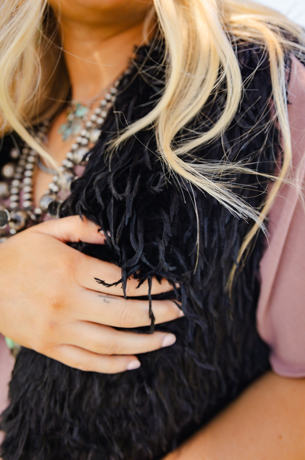 Black Eyelash Fur Vest