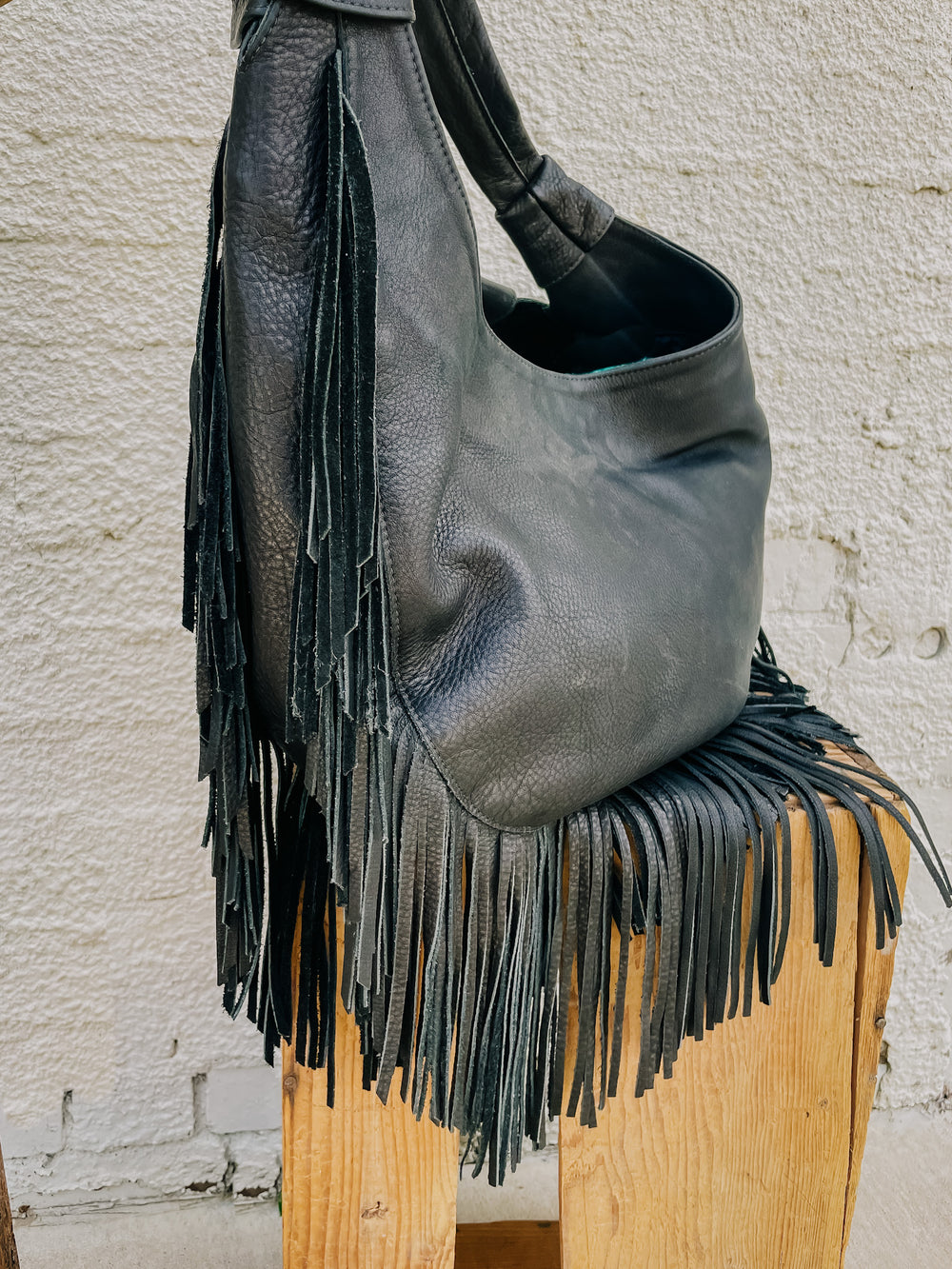 Black Fringe Hobo Bag