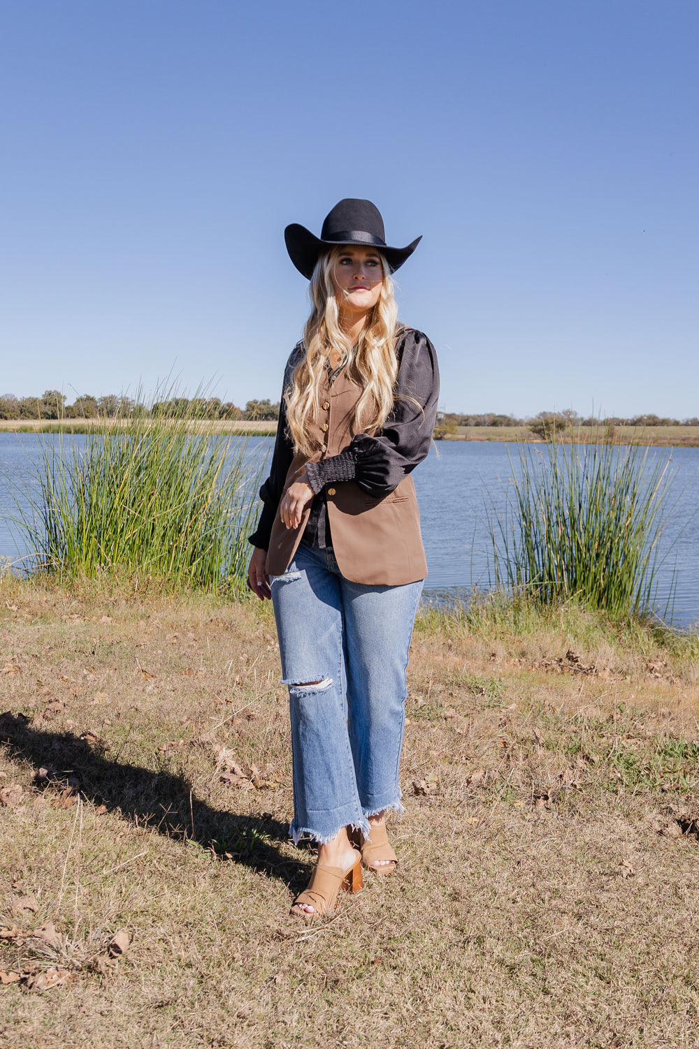 Black Long Sleeve Silk Button Down